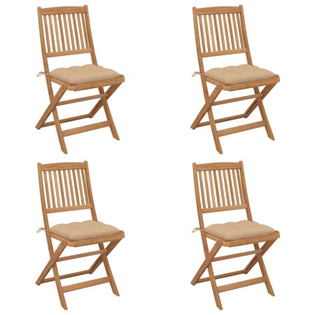 4 pcs folding garden chairs and solid acacia wood cushions by vidaXL, Garden chairs - Ref: Foro24-3064689, Price: 217,35 €, D...