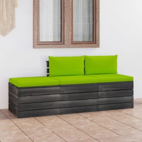 Pallet garden furniture 3 pieces with solid pine wood cushions by vidaXL, Garden sets - Ref: Foro24-3061766, Price: 239,11 €,...