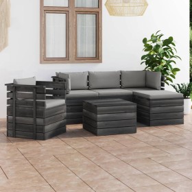 Pallet garden furniture 6 pieces with solid pine wood cushions by vidaXL, Garden sets - Ref: Foro24-3061852, Price: 554,99 €,...