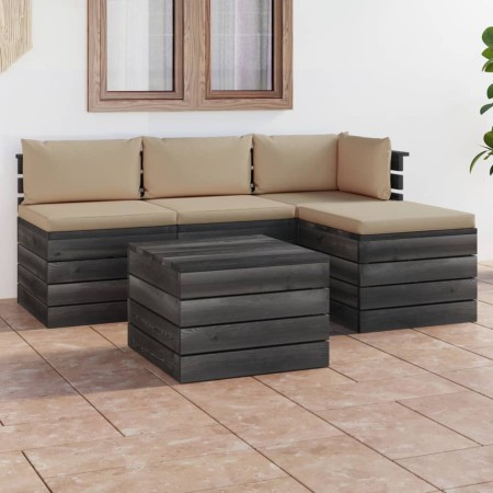 Pallet garden furniture 5 pieces with solid pine wood cushions by vidaXL, Garden sets - Ref: Foro24-3061794, Price: 369,05 €,...