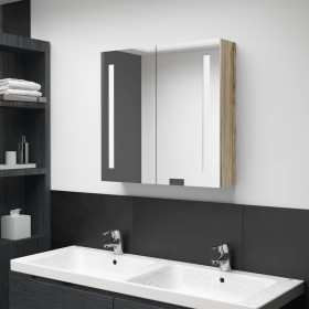 Armario de baño con espejo y LED color roble 62x14x60 cm de vidaXL, Tocadores de baño - Ref: Foro24-326522, Precio: 118,41 €,...