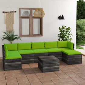 Garden pallet furniture 8 pcs solid pine wood cushions by vidaXL, Garden sets - Ref: Foro24-3062030, Price: 745,99 €, Discoun...