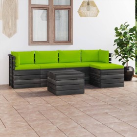 Garden pallet furniture 6 pieces cushions solid pine wood by vidaXL, Garden sets - Ref: Foro24-3061874, Price: 492,83 €, Disc...