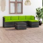 Garden pallet furniture 6 pieces cushions solid pine wood by vidaXL, Garden sets - Ref: Foro24-3061874, Price: 492,99 €, Disc...