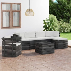 Garden furniture made of 7-piece pallets, solid pine wood cushions. by vidaXL, Garden sets - Ref: Foro24-3061877, Price: 653,...