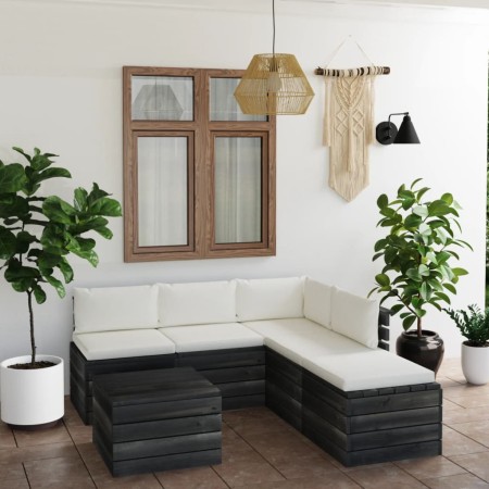 Pallet garden furniture 6 pieces with pine wood cushions by vidaXL, Garden sets - Ref: Foro24-3061925, Price: 485,99 €, Disco...