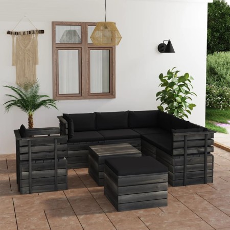 Pallet furniture for garden 8 pcs solid pine wood cushions by vidaXL, Garden sets - Ref: Foro24-3062038, Price: 700,34 €, Dis...