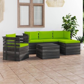 Garden pallet furniture 6 pieces cushions solid pine wood by vidaXL, Garden sets - Ref: Foro24-3061862, Price: 554,08 €, Disc...