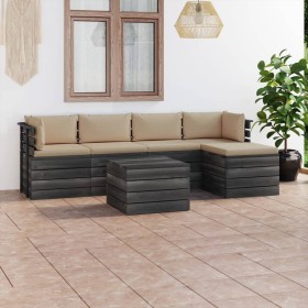 Garden pallet furniture 6 pieces cushions solid pine wood by vidaXL, Garden sets - Ref: Foro24-3061866, Price: 488,99 €, Disc...