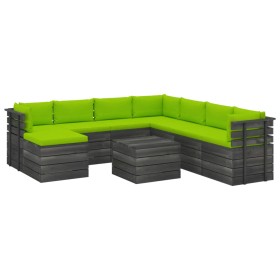 Garden pallet furniture 9 pieces cushions solid pine wood by vidaXL, Garden sets - Ref: Foro24-3062078, Price: 860,84 €, Disc...