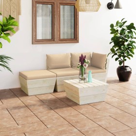 Garden furniture made of 4-piece pallets and fir wood cushions by vidaXL, Garden sets - Ref: Foro24-3063435, Price: 242,99 €,...