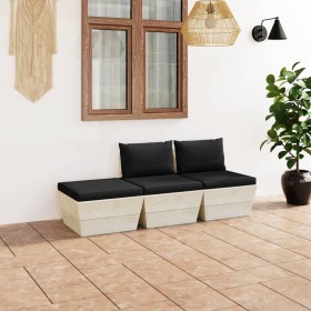 Garden furniture made of 3-piece pallets and fir wood cushions by vidaXL, Garden sets - Ref: Foro24-3063415, Price: 204,99 €,...