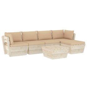 6-piece pallet garden furniture and fir wood cushions by vidaXL, Garden sets - Ref: Foro24-3063507, Price: 425,99 €, Discount: %