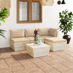 5-piece pallet garden furniture and fir wood cushions by vidaXL, Garden sets - Ref: Foro24-3063459, Price: 303,99 €, Discount: %