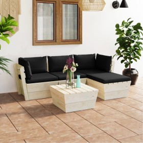 Garden furniture made of 5-piece pallets and fir wood cushions by vidaXL, Garden sets - Ref: Foro24-3063475, Price: 327,99 €,...