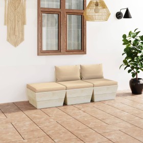 Garden furniture made of 3-piece pallets and fir wood cushions. by vidaXL, Garden sets - Ref: Foro24-3063411, Price: 204,99 €...