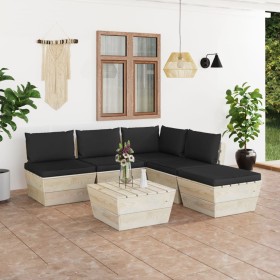 6-piece pallet garden furniture and fir wood cushions by vidaXL, Garden sets - Ref: Foro24-3063547, Price: 418,99 €, Discount: %