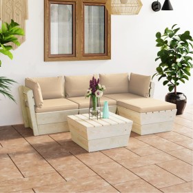 Garden furniture made of 5-piece pallets and fir wood cushions by vidaXL, Garden sets - Ref: Foro24-3063471, Price: 328,99 €,...