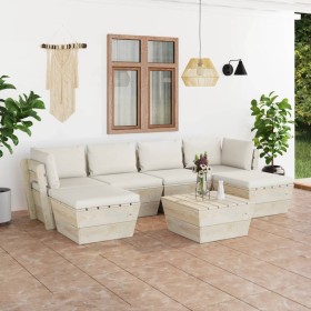 7-piece pallet garden furniture and fir wood cushions by vidaXL, Garden sets - Ref: Foro24-3063578, Price: 528,90 €, Discount: %