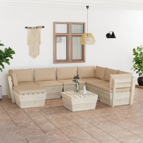 8-piece pallet garden furniture and fir wood cushions by vidaXL, Garden sets - Ref: Foro24-3063639, Price: 559,99 €, Discount: %