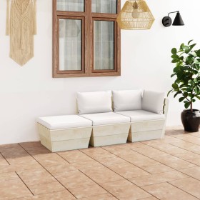 Garden furniture made of 3-piece pallets and fir wood cushions by vidaXL, Garden sets - Ref: Foro24-3063422, Price: 230,12 €,...