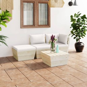 Garden furniture made of 4-piece pallets and fir wood cushions by vidaXL, Garden sets - Ref: Foro24-3063434, Price: 257,61 €,...