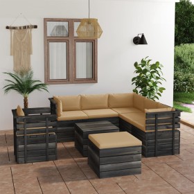 Pallet furniture for garden, 8 pieces with solid pine wood cushions. by vidaXL, Garden sets - Ref: Foro24-3062034, Price: 713...