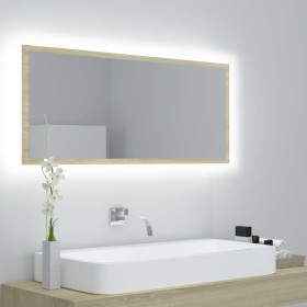 Espejo de baño LED acrílico color roble Sonoma 100x8,5x37 cm de vidaXL, Tocadores de baño - Ref: Foro24-804943, Precio: 51,99...