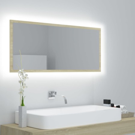 Espejo de baño LED acrílico color roble Sonoma 100x8,5x37 cm de vidaXL, Tocadores de baño - Ref: Foro24-804943, Precio: 51,16...