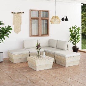 6-piece pallet garden furniture and fir wood cushions by vidaXL, Garden sets - Ref: Foro24-3063494, Price: 409,81 €, Discount: %