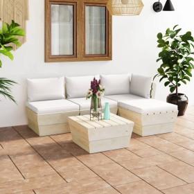 Garden furniture made of 5-piece pallets and fir wood cushions. by vidaXL, Garden sets - Ref: Foro24-3063458, Price: 307,99 €...