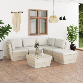 Garden furniture made of 6 pallet pieces and fir wood cushions. by vidaXL, Garden sets - Ref: Foro24-3063554, Price: 484,83 €...