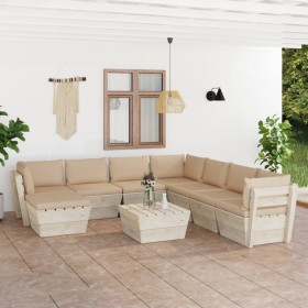 9-piece pallet garden furniture and fir wood cushions by vidaXL, Garden sets - Ref: Foro24-3063663, Price: 618,99 €, Discount: %