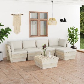 6-piece pallet garden furniture and fir wood cushions by vidaXL, Garden sets - Ref: Foro24-3063506, Price: 484,56 €, Discount: %