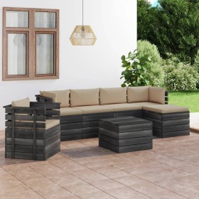 Garden pallet furniture 7 pieces cushions solid pine wood by vidaXL, Garden sets - Ref: Foro24-3061878, Price: 608,99 €, Disc...