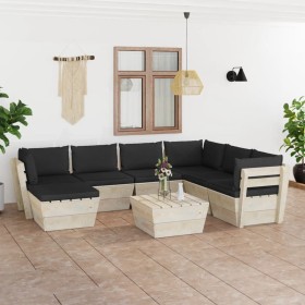 8-piece pallet garden furniture and fir wood cushions by vidaXL, Garden sets - Ref: Foro24-3063643, Price: 565,99 €, Discount: %