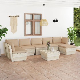 8-piece pallet garden furniture and fir wood cushions by vidaXL, Garden sets - Ref: Foro24-3063615, Price: 551,99 €, Discount: %