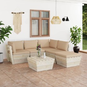 6-piece pallet garden furniture and fir wood cushions by vidaXL, Garden sets - Ref: Foro24-3063555, Price: 425,99 €, Discount: %