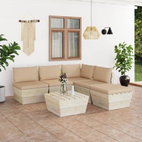 6-piece pallet garden furniture and fir wood cushions by vidaXL, Garden sets - Ref: Foro24-3063543, Price: 417,99 €, Discount: %