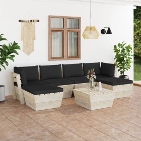 7-piece pallet garden furniture and fir wood cushions by vidaXL, Garden sets - Ref: Foro24-3063583, Price: 469,99 €, Discount: %