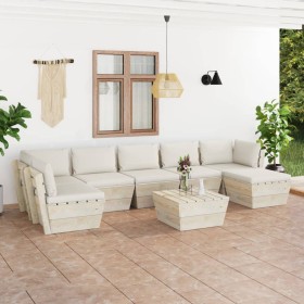 8-piece pallet garden furniture and fir wood cushions by vidaXL, Garden sets - Ref: Foro24-3063614, Price: 567,82 €, Discount: %