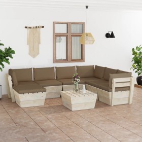 8-piece pallet garden furniture and fir wood cushions by vidaXL, Garden sets - Ref: Foro24-3063644, Price: 581,07 €, Discount: %