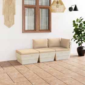 Garden furniture made of 3-piece pallets and fir wood cushions by vidaXL, Garden sets - Ref: Foro24-3063423, Price: 214,99 €,...