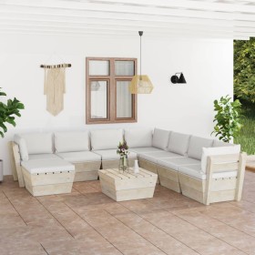 9-piece pallet garden furniture and fir wood cushions by vidaXL, Garden sets - Ref: Foro24-3063662, Price: 686,26 €, Discount: %