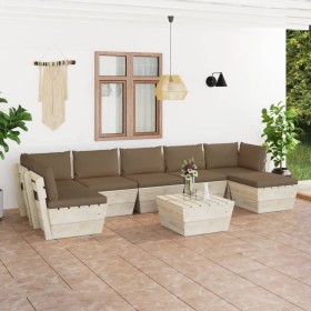 8-piece pallet garden furniture and fir wood cushions by vidaXL, Garden sets - Ref: Foro24-3063620, Price: 576,09 €, Discount: %