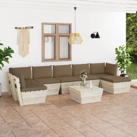 8-piece pallet garden furniture and fir wood cushions by vidaXL, Garden sets - Ref: Foro24-3063620, Price: 576,99 €, Discount: %