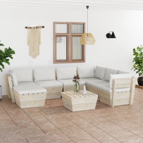 Garden furniture made of 8 pallet pieces and fir wood cushions. by vidaXL, Garden sets - Ref: Foro24-3063638, Price: 626,22 €...