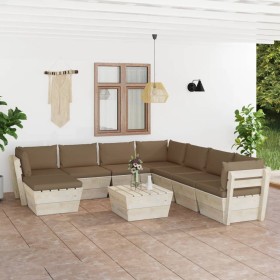 9-piece pallet garden furniture and fir wood cushions by vidaXL, Garden sets - Ref: Foro24-3063668, Price: 652,99 €, Discount: %