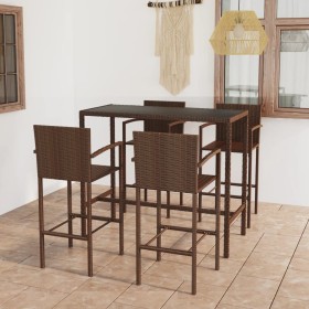 Set de bar de jardín 5 piezas ratán sintético marrón de vidaXL, Conjuntos de jardín - Ref: Foro24-3064842, Precio: 343,99 €, ...