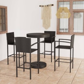 5-piece black synthetic rattan garden bar set by vidaXL, Garden sets - Ref: Foro24-3064772, Price: 311,99 €, Discount: %